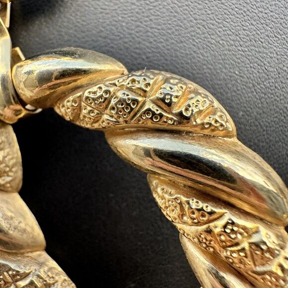 Vintage Chunky Gold Tone Rope Link Chain Necklace Heavy Statement 80s 90s Gaudy - Picture 3 of 5